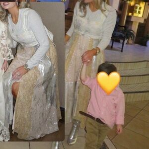 Rebecca Taylor Cream and Silver Maxi Dress